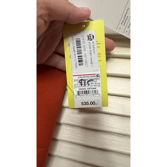 All In Motion sz XXL Sculpted Linear High Rise 7/8 Legging Orange 25" Inseam 06 - Picture 2 of 5